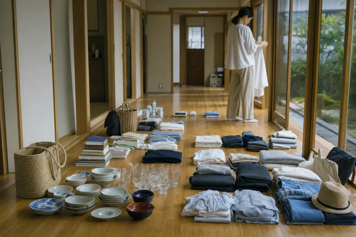 種類ごとに分けて並べた家財(イメージ)