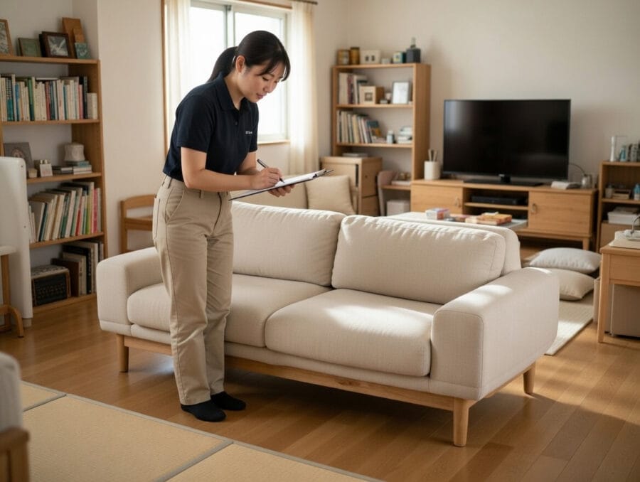 {商品名}を出張査定しているスタッフ