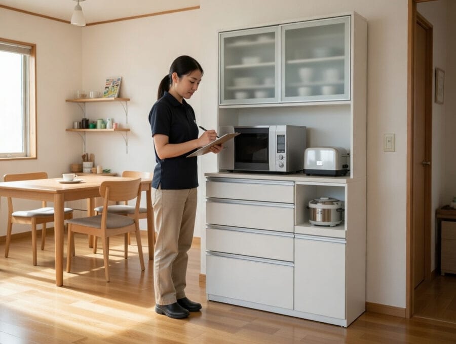 {商品名}を出張査定しているスタッフ