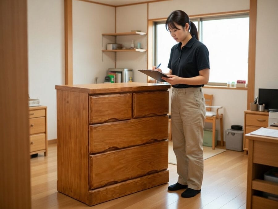 {商品名}を出張査定しているスタッフ