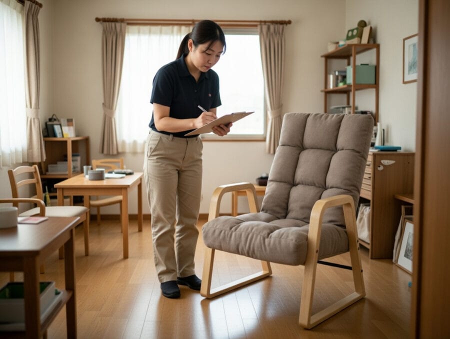 {商品名}を出張査定しているスタッフ