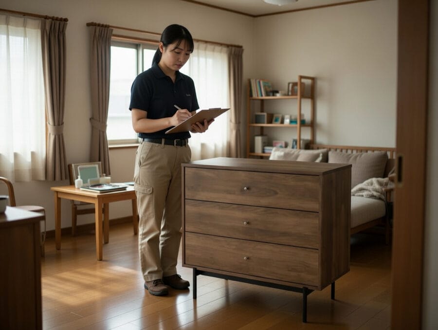 {商品名}を出張査定しているスタッフ