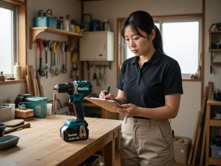 商品名を出張査定しているスタッフ
