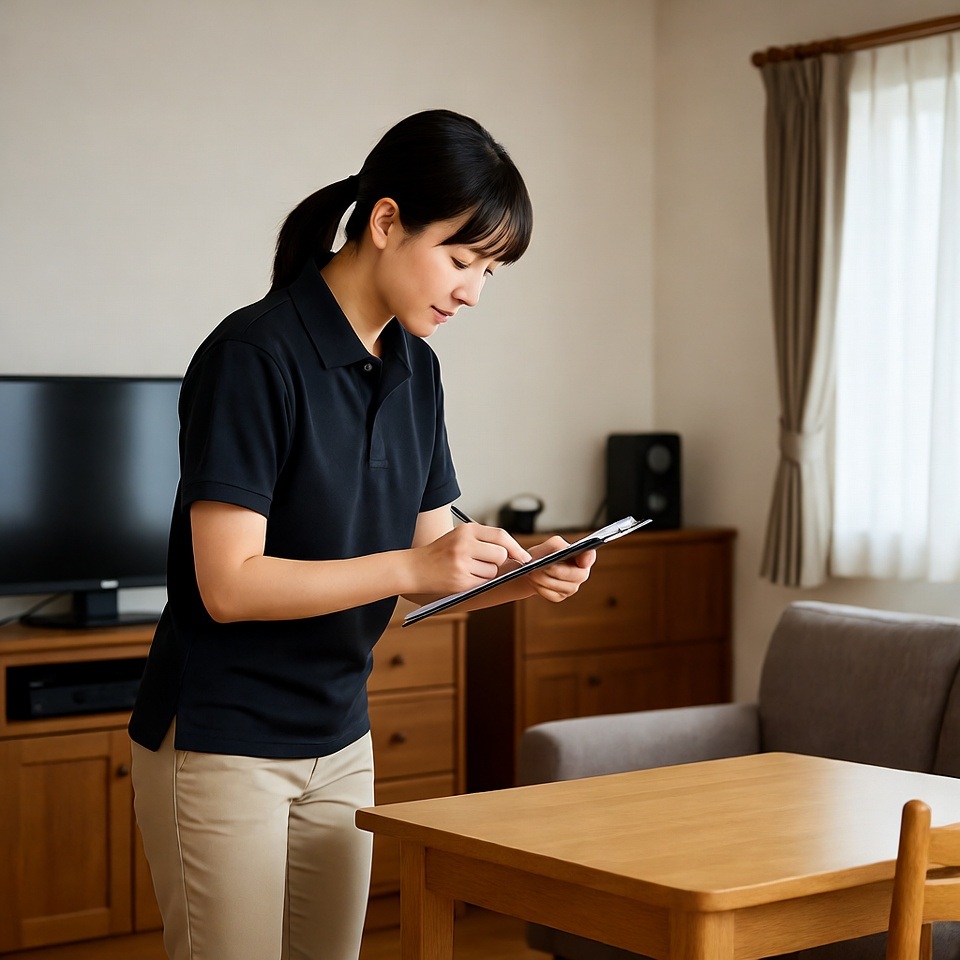 不用品を丁寧に査定する買取スタッフ