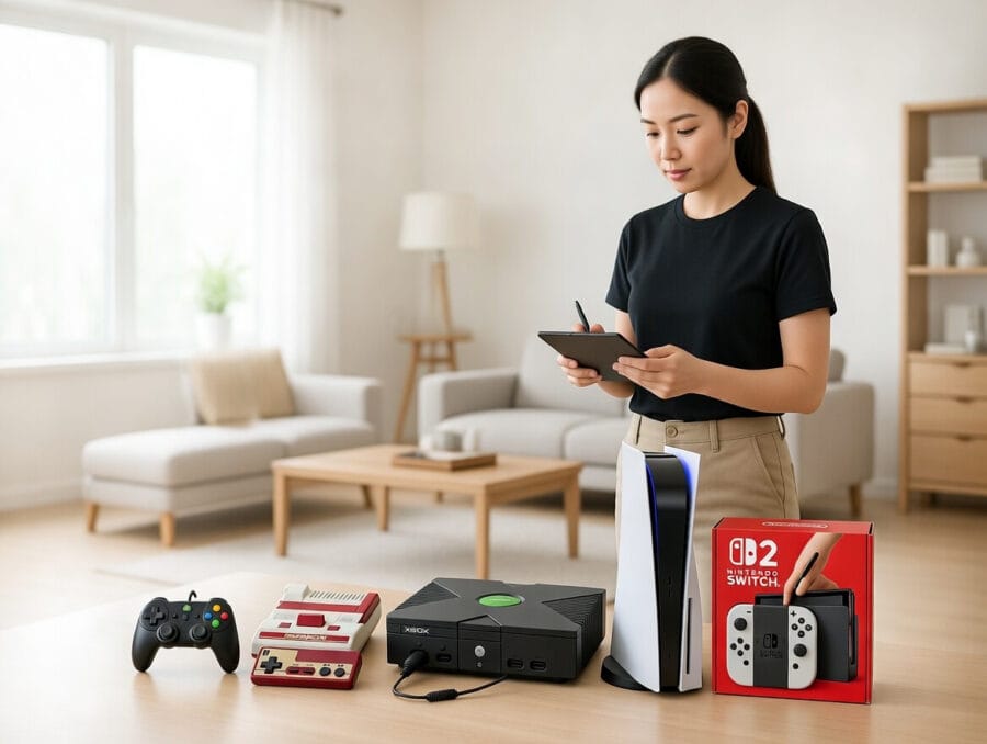 商品名を出張査定しているスタッフ