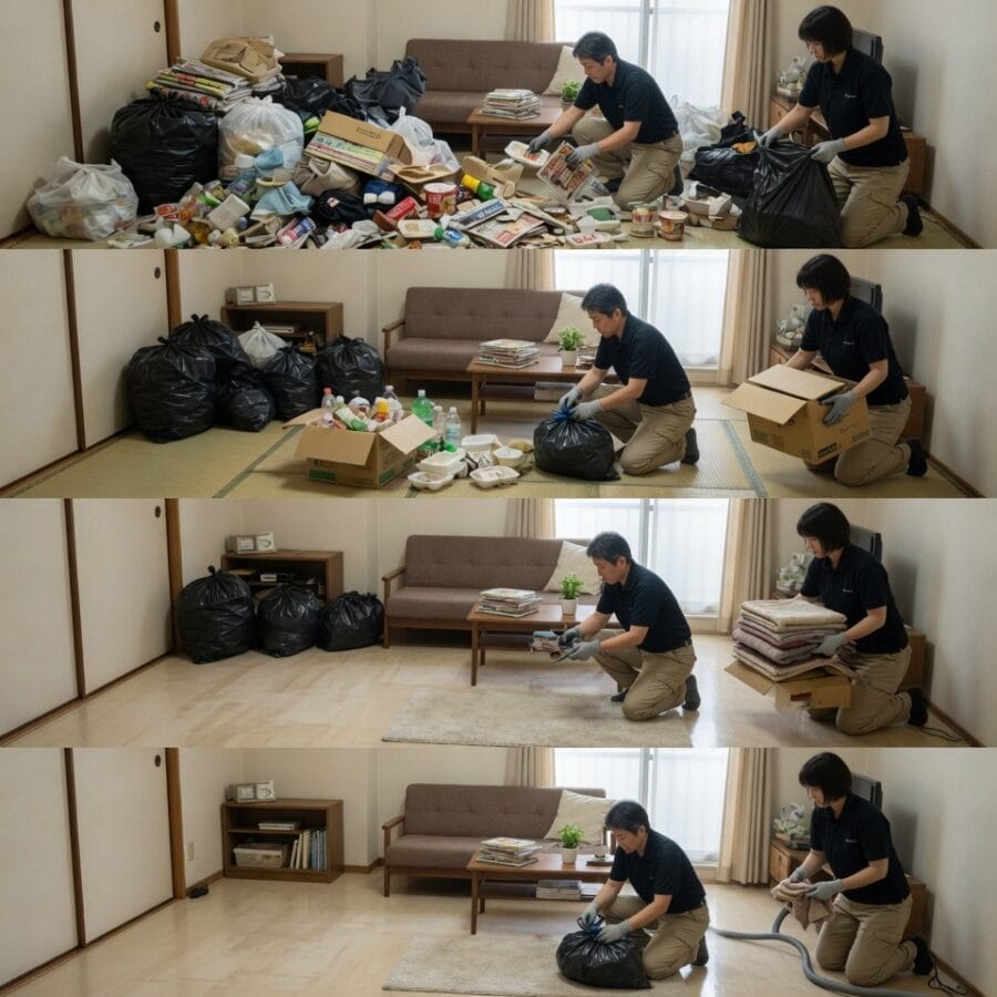 市原市の遺品整理内容｜思い出の品や重要書類を確認しながら、室内を無理なく整えていったケース