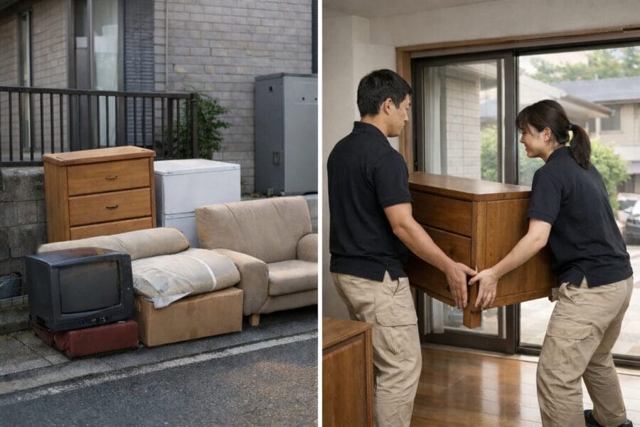 粗大ゴミ処分と家具買取回収サービスの違いを比較したイメージ