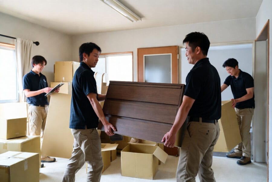 引越しや退去前に家具をまとめて買取回収する作業イメージ